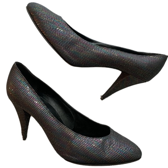 Rare VTG Rainbow Metallic Striped Pumps 🌈 - Picture 1 of 11